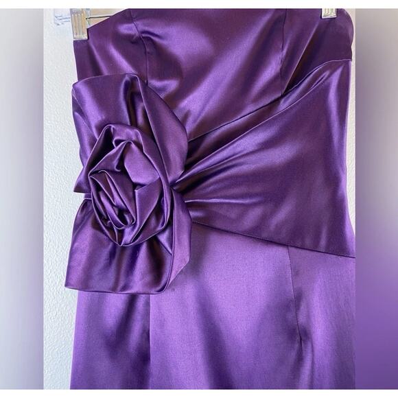 Vntage Purple Jessica McClintock Gunne Sax Sz 3 Satin Boning Ruched Flower Party - Picture 3 of 8